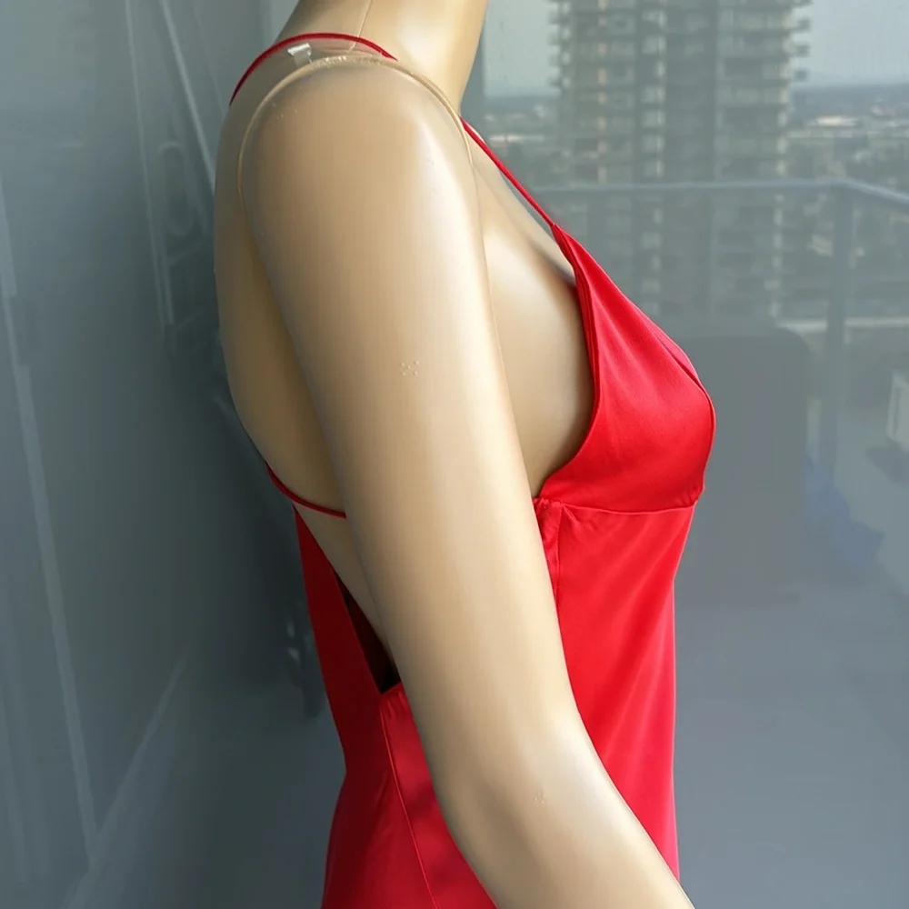 Zara 100% Silk  Red Maxi Dress - Picture 6 of 12